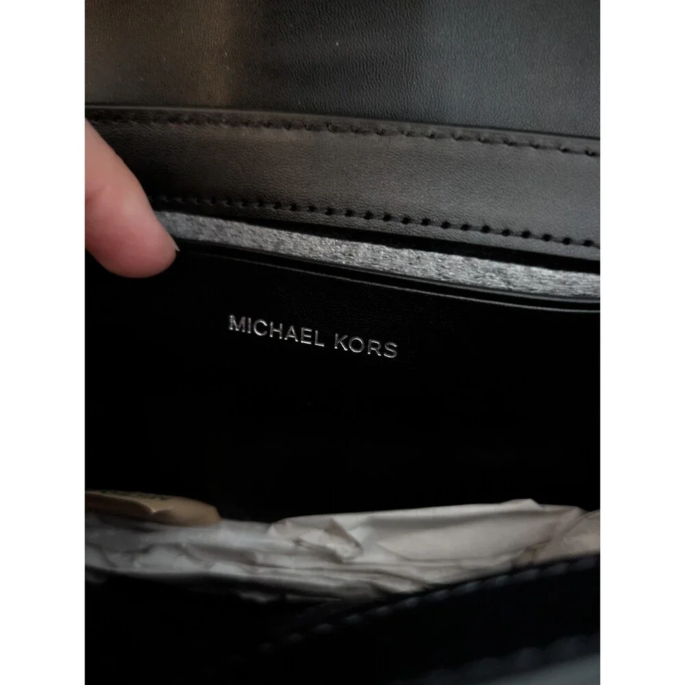 Michael Kors Colby Shoulder Black Bag Silver Hardware Leather Suede Interior NWT - Picture 6 of 7